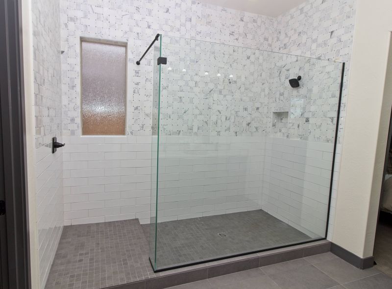 Open Shower with Large Tile Patterns
